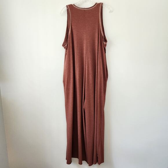 Natural Life Jumpsuit Womens O/S Burgundy Wide Leg Beach Relaxed Boho Minimalist - Picture 5 of 16